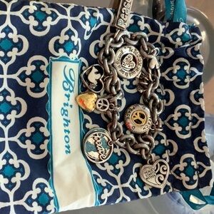 Brighton dove, peace, heart, and love silver plated charm bracelet